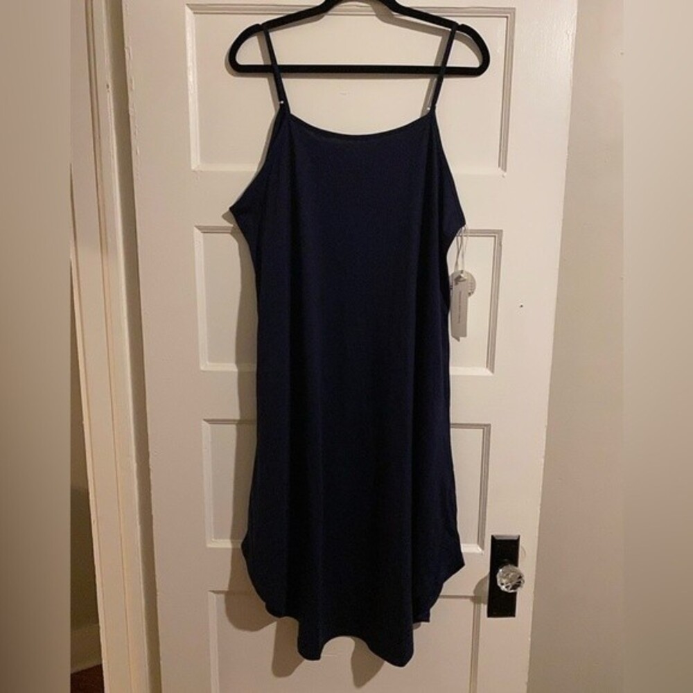 NWT Wiwi Navy Soft Stretch Bamboo Camisole Chemise Full Slip Dress Nightgown